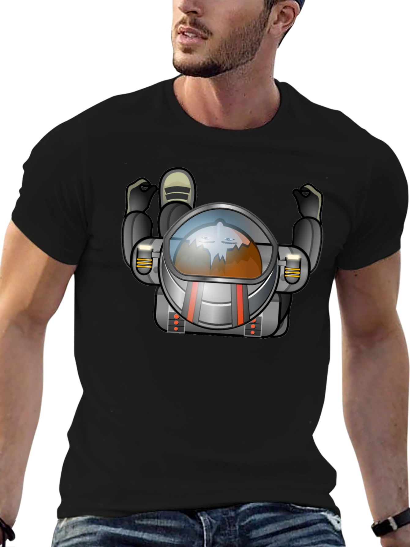 Cool Astronaut Graphic Black T-Shirt