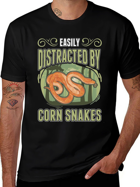 Easily Distracted By Corn Snakes Graphic T-Shirt