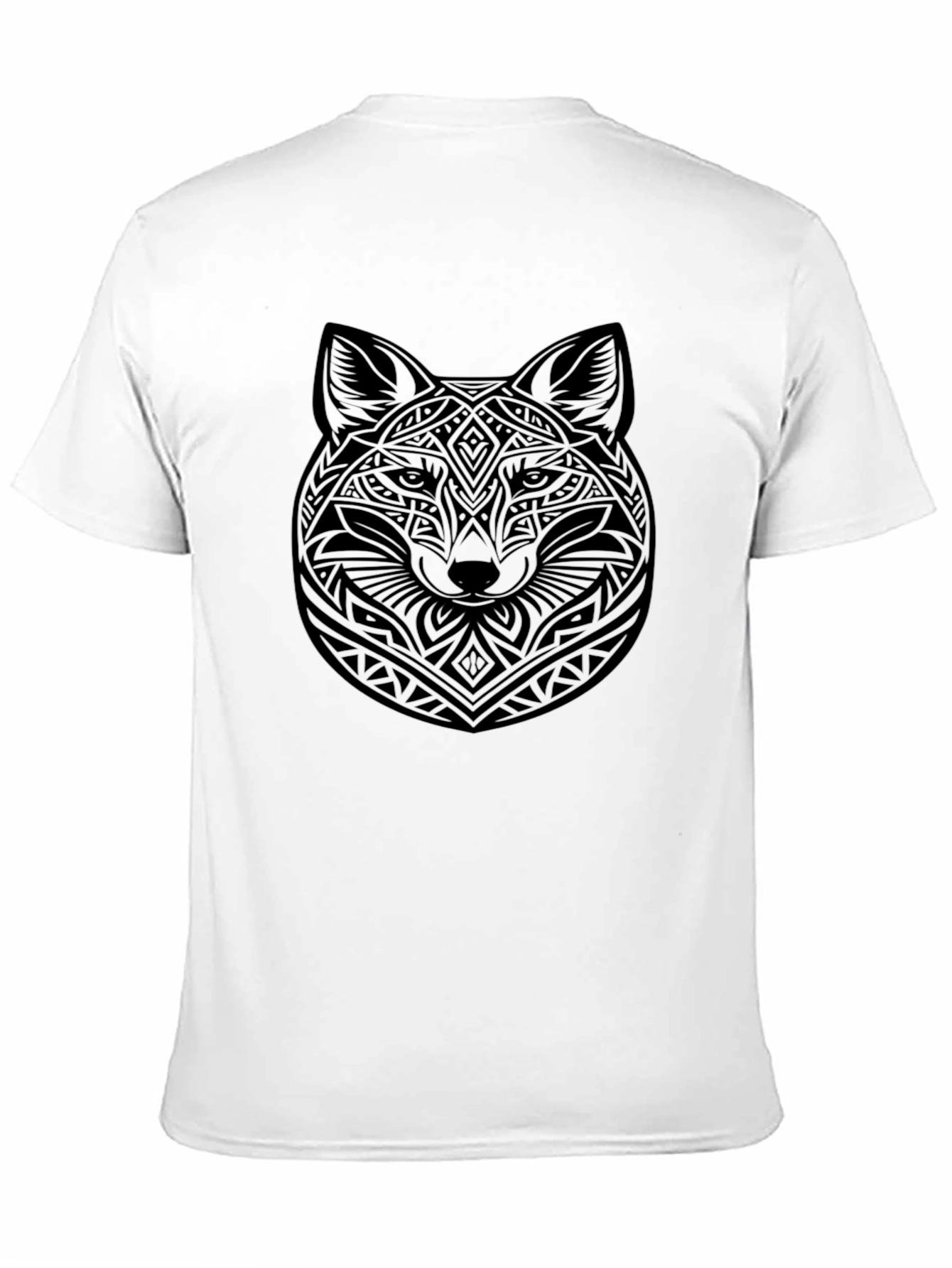 Tribal Fox Head Graphic Black T-Shirt