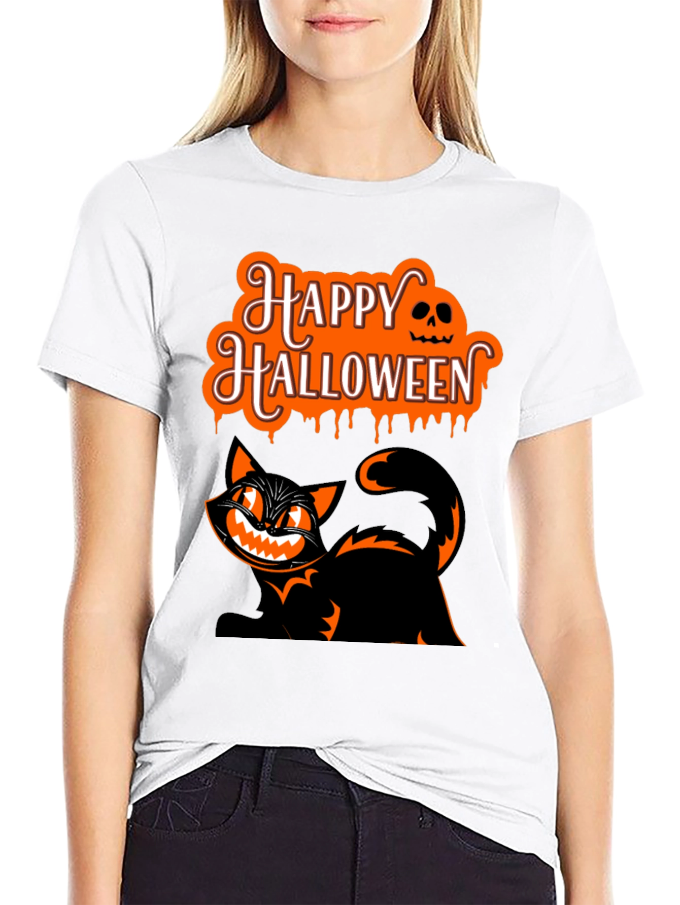 Happy Halloween Cat Graphic Tee