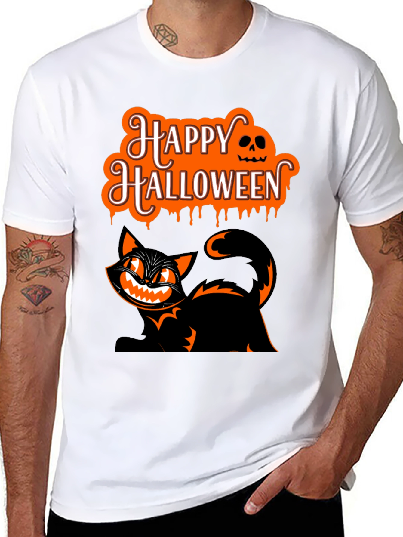 Happy Halloween Cat Graphic Tee