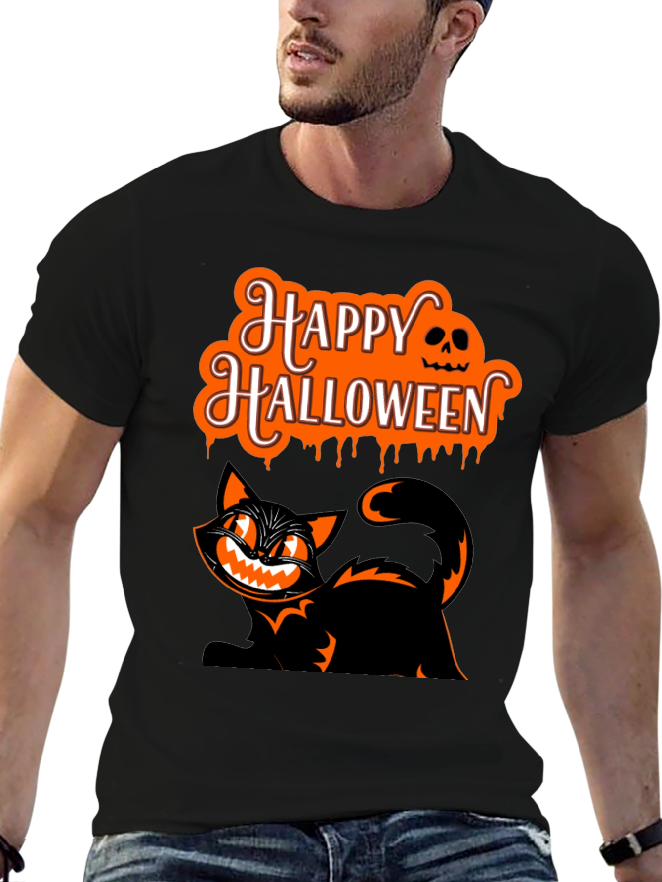 Happy Halloween Cat Graphic Tee