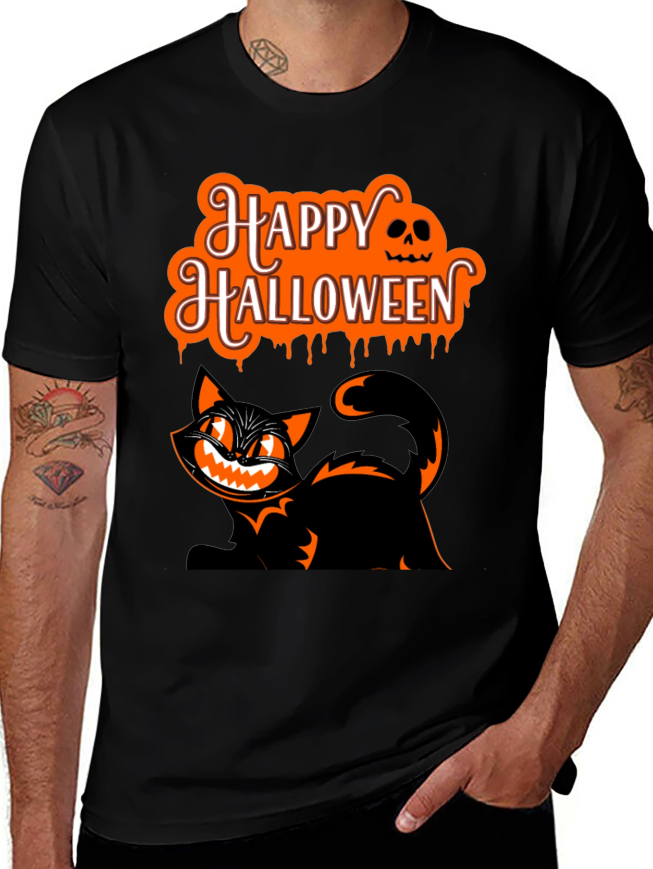 Happy Halloween Cat Graphic Tee