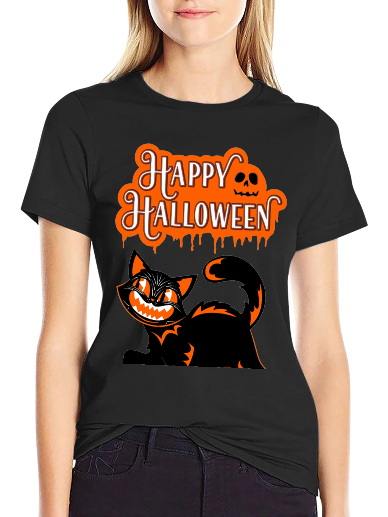 Happy Halloween Cat Graphic Tee