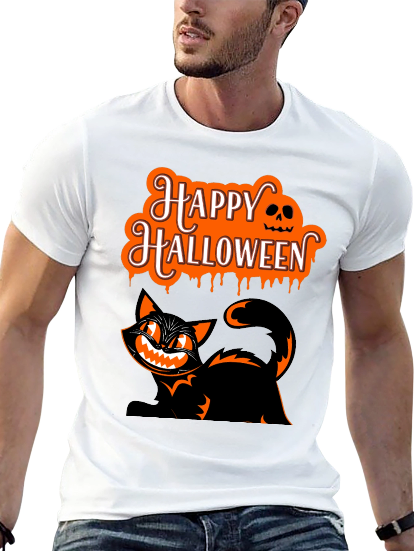 Happy Halloween Cat Graphic Tee