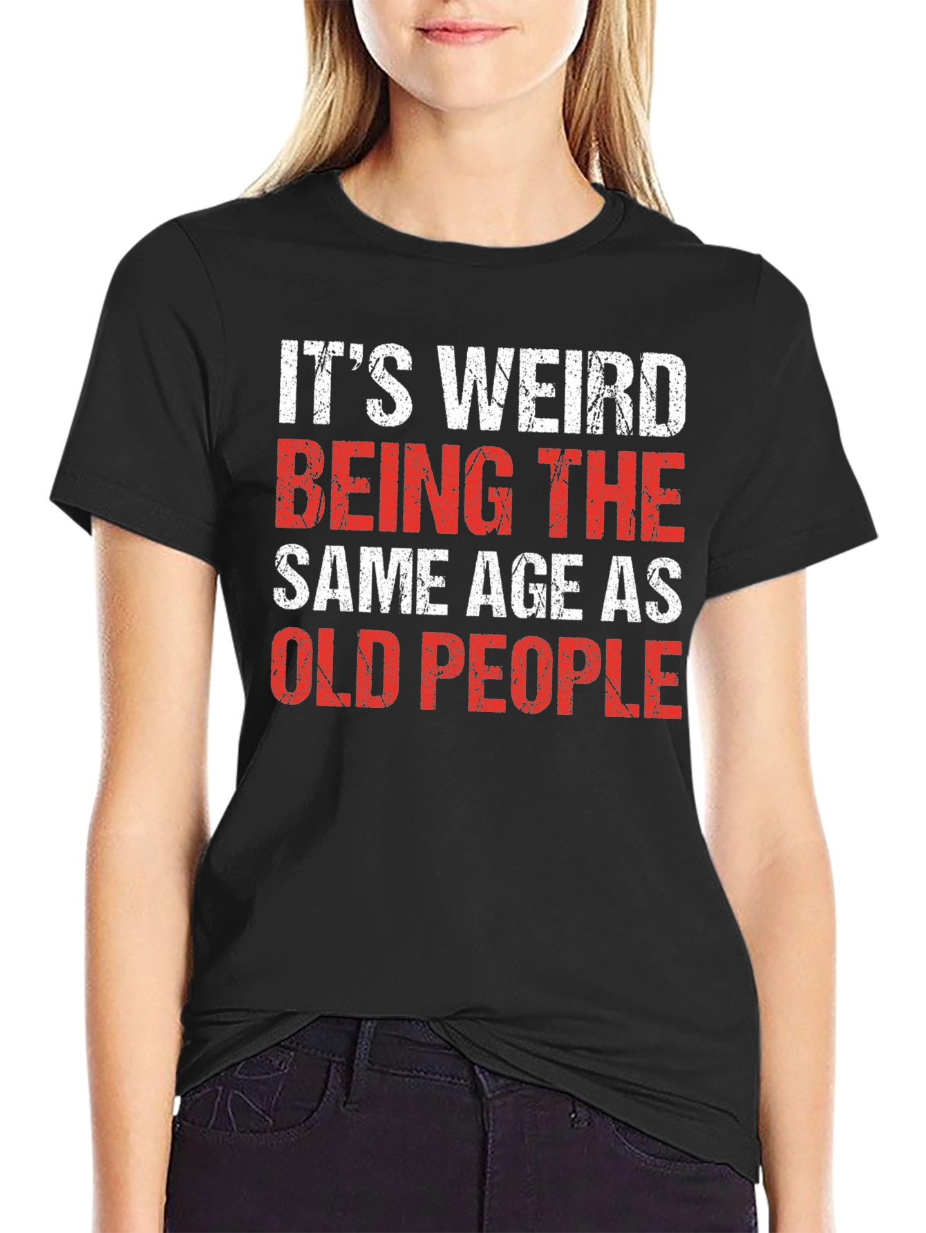 Funny Old People Black Cotton Blend T-Shirt