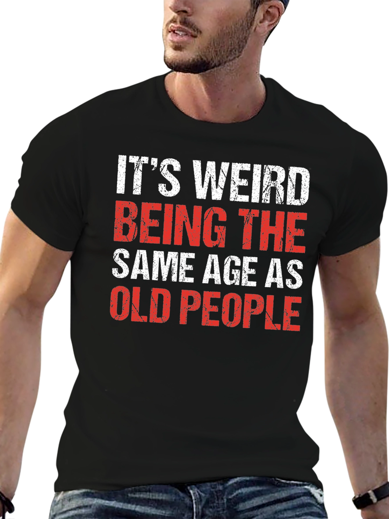 Funny Old People Black Cotton Blend T-Shirt