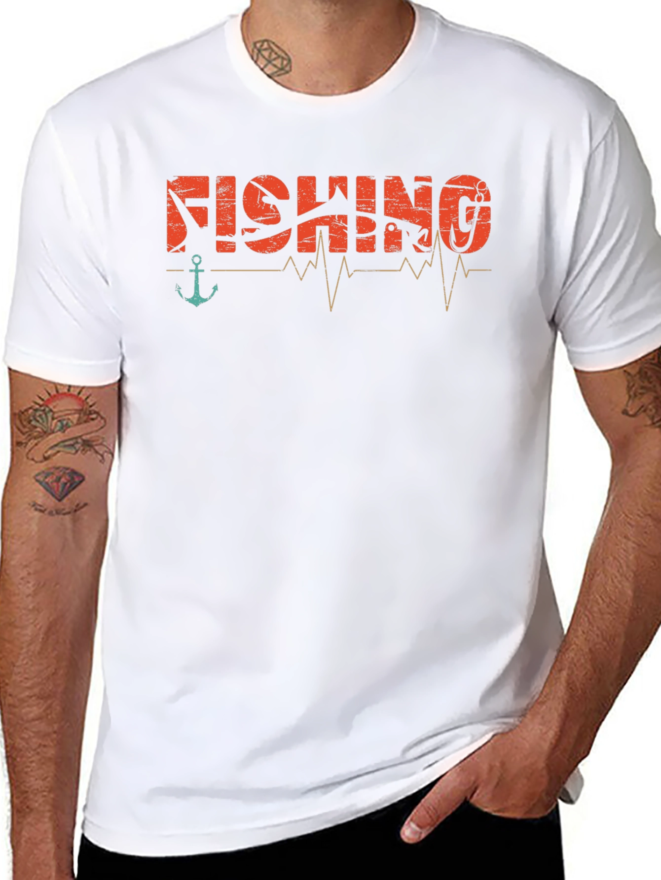 Fishing Heartbeat Graphic T-Shirt -  Angler Tee
