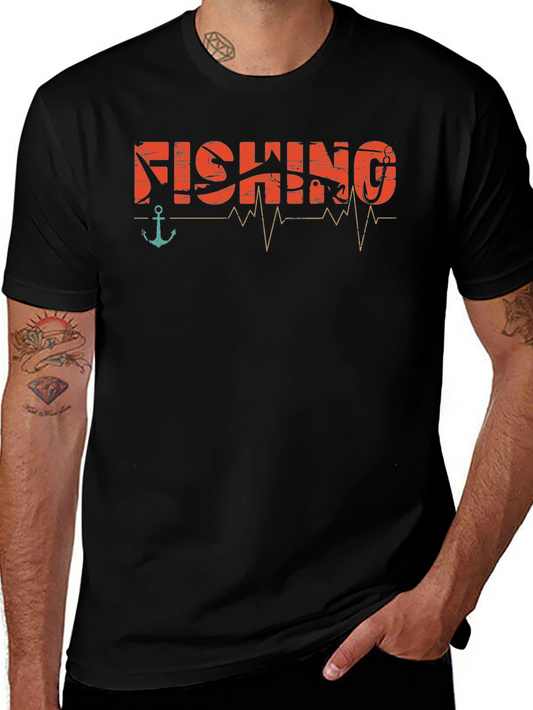 Fishing Heartbeat Graphic T-Shirt -  Angler Tee