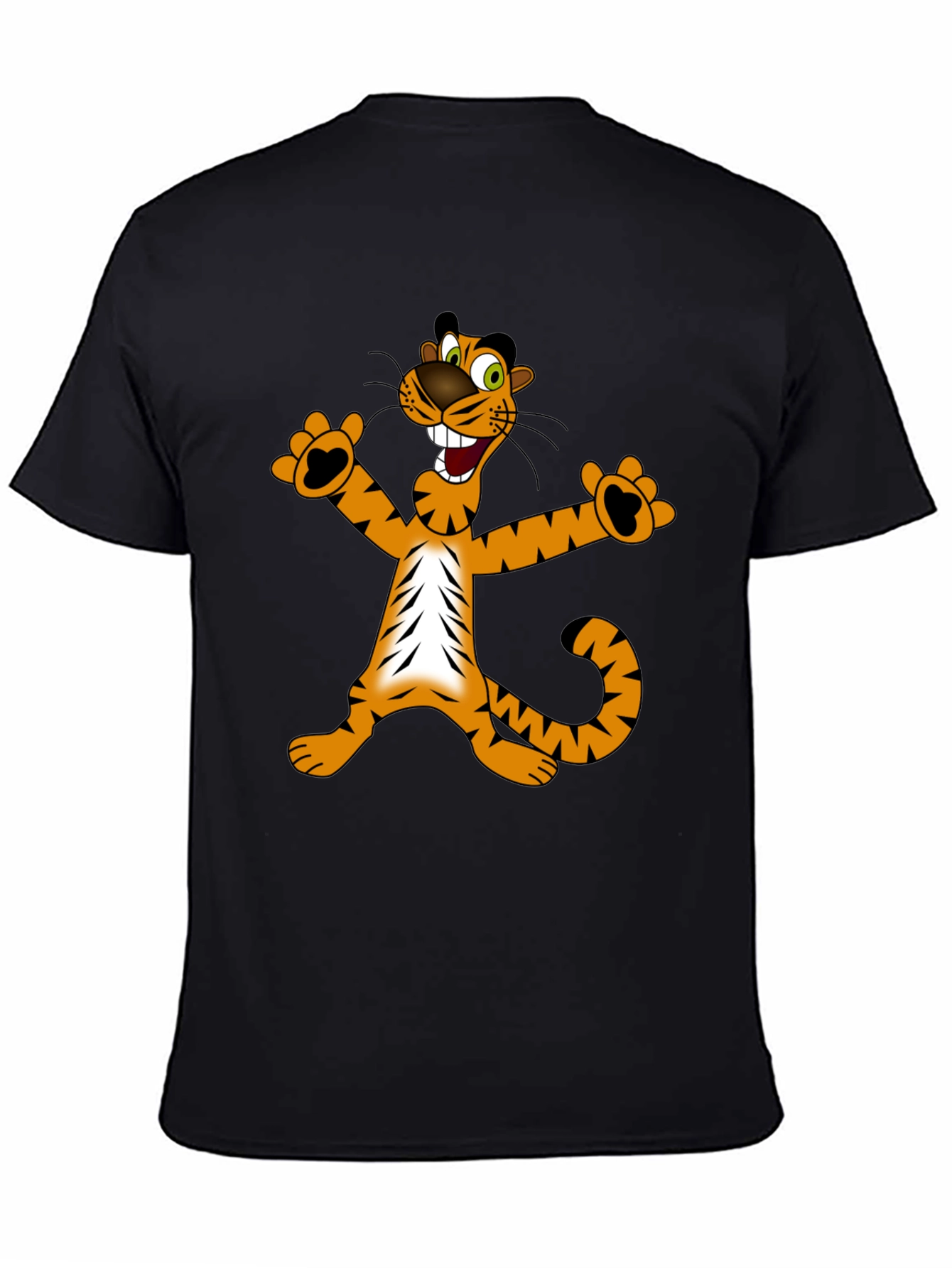 Cartoon Tiger Graphic Black T-Shirt