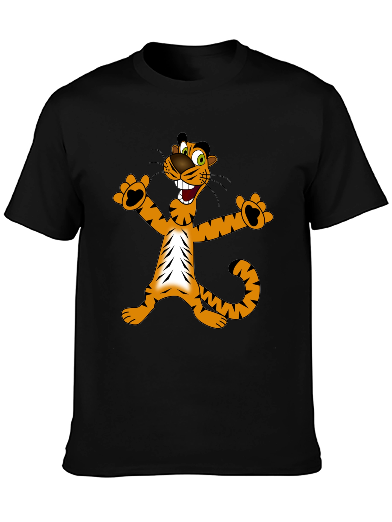 Cartoon Tiger Graphic Black T-Shirt