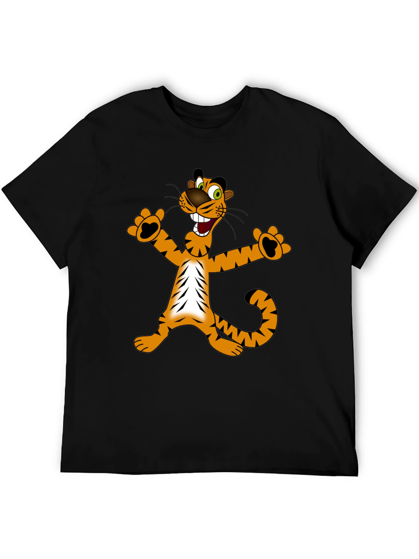 Cartoon Tiger Graphic Black T-Shirt