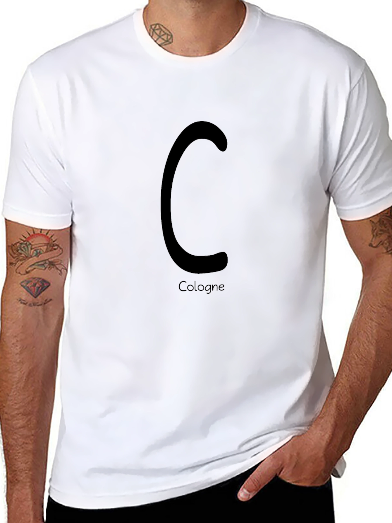 Cologne C Letter T-Shirt - Black Graphic Tee
