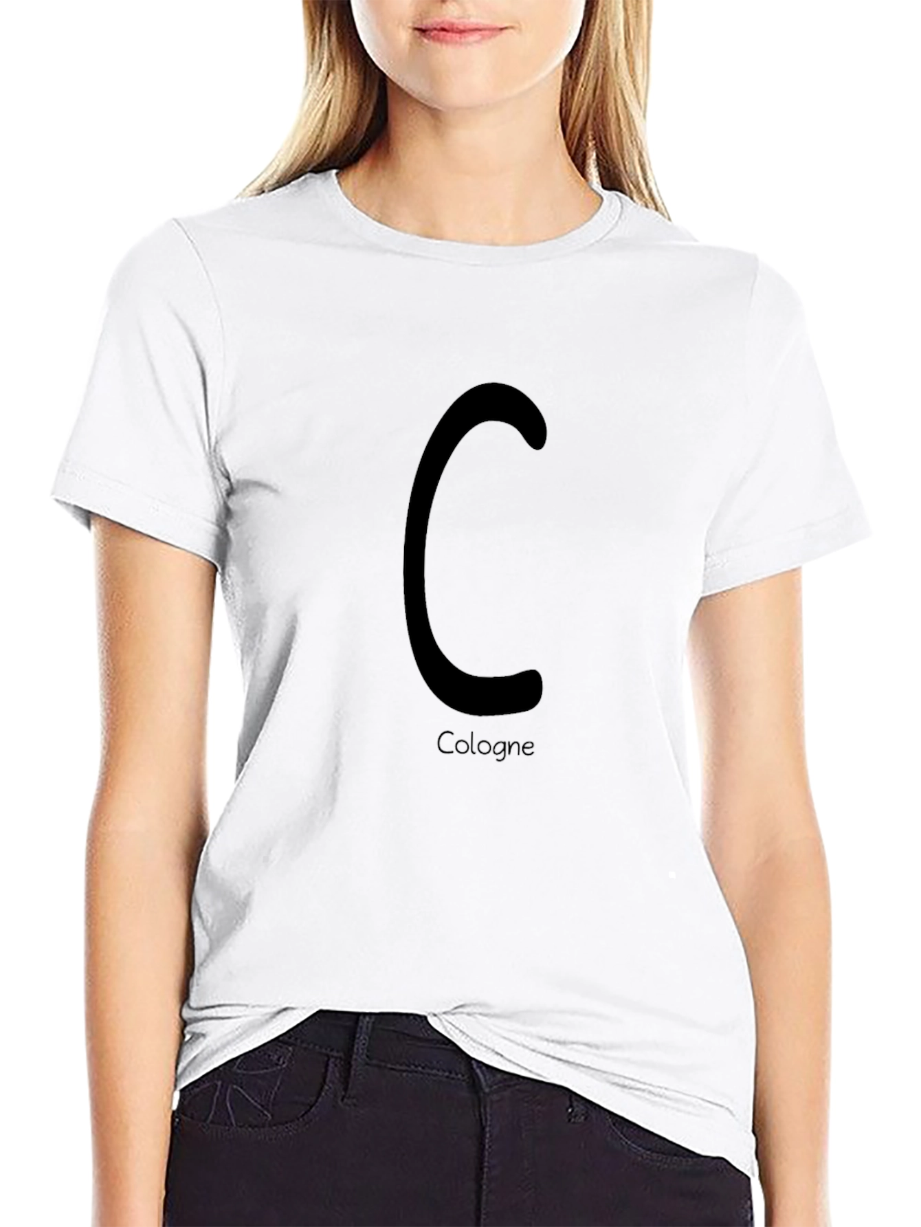 Cologne C Letter T-Shirt - Black Graphic Tee