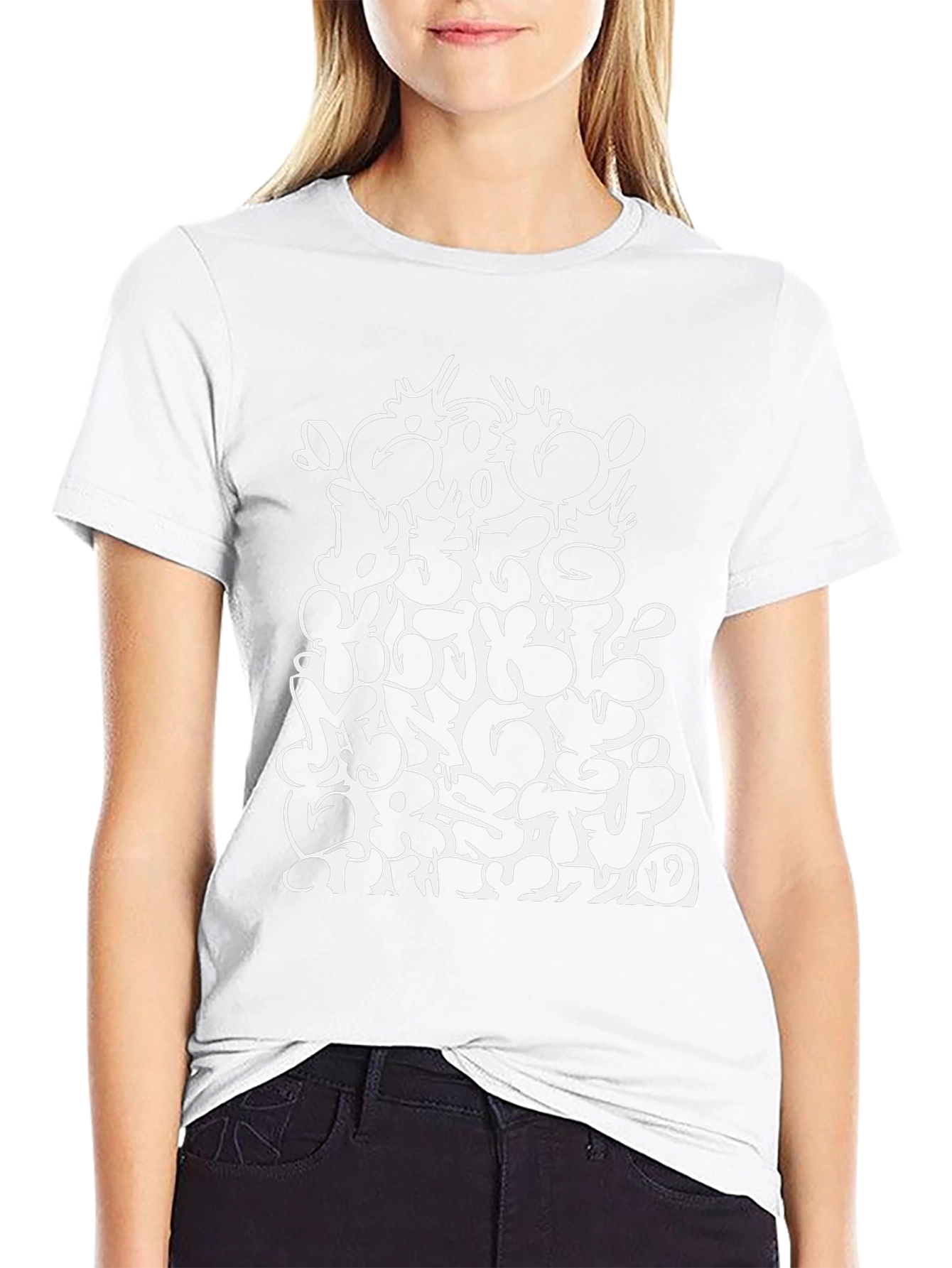 Abstract Graphic Print T-Shirt - Black