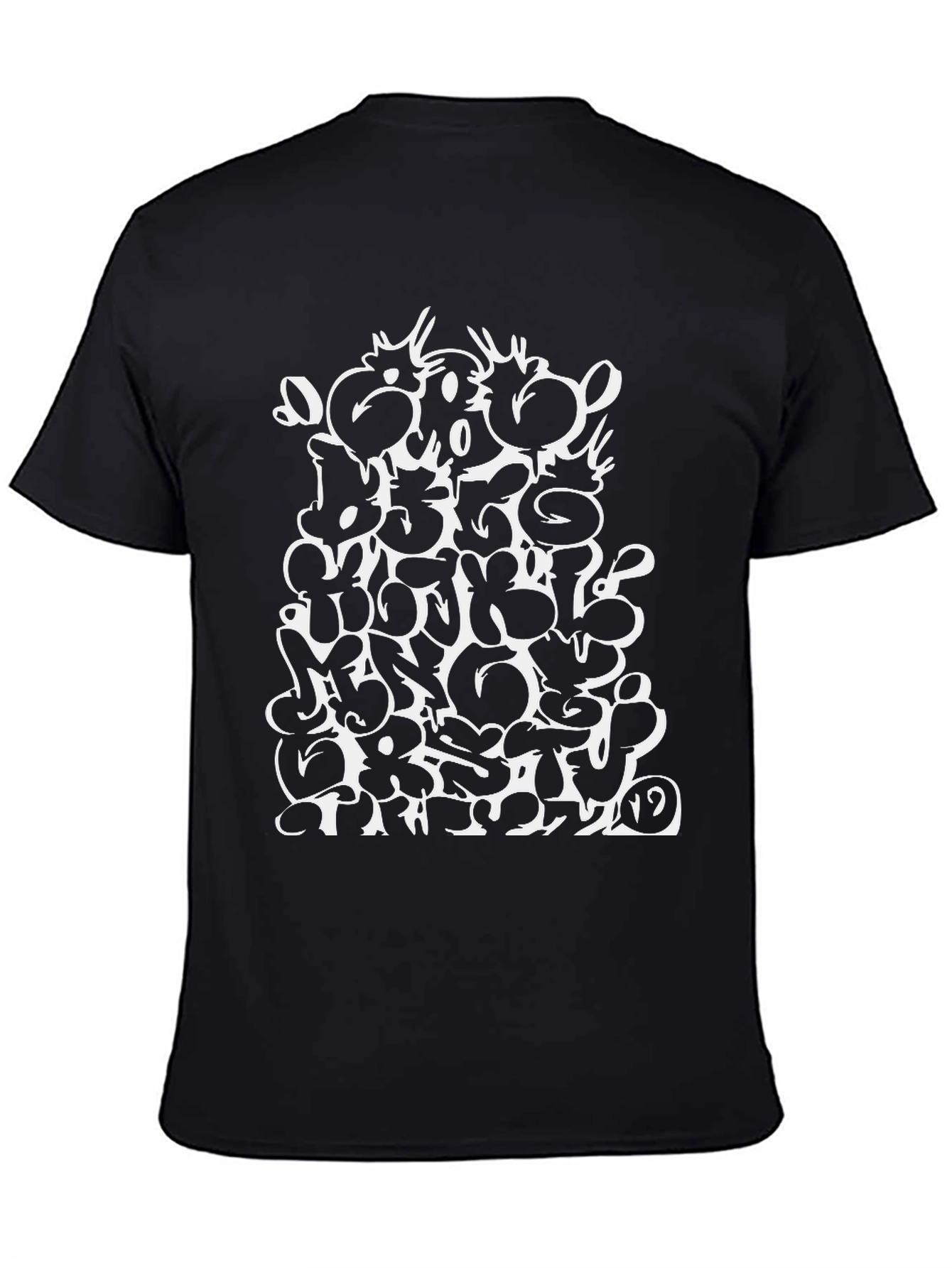 Abstract Graphic Print T-Shirt - Black
