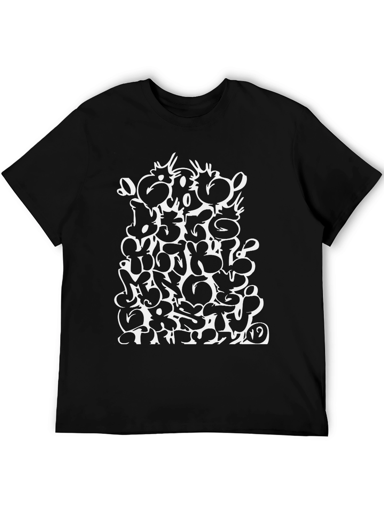 Abstract Graphic Print T-Shirt - Black