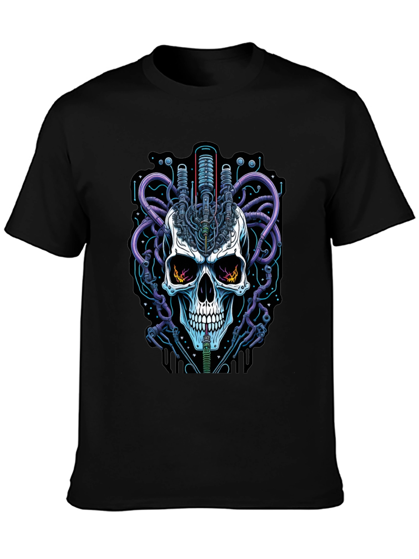 Cyberpunk Skull Graphic Tee - Edgy Streetwear