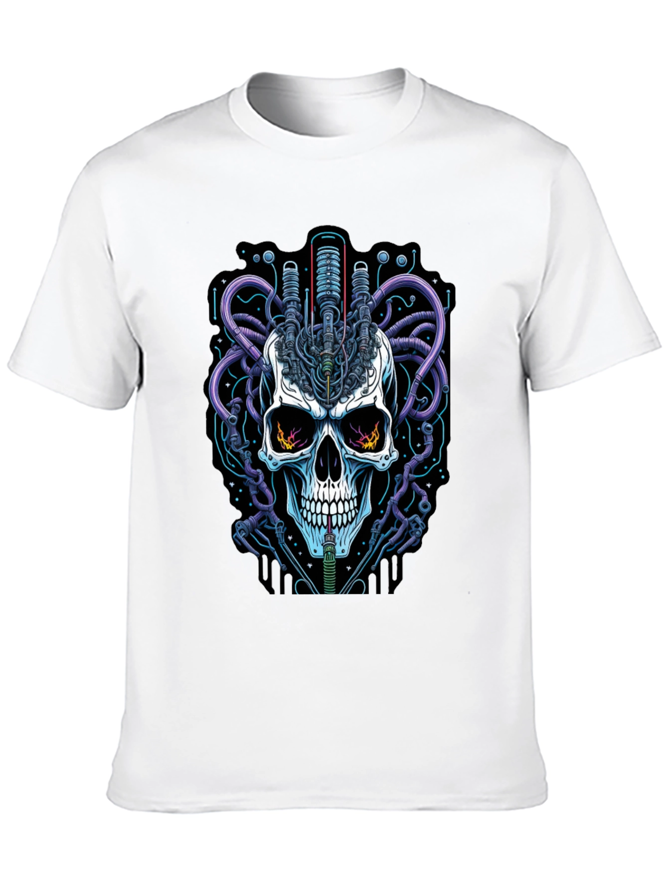 Cyberpunk Skull Graphic Tee - Edgy Streetwear