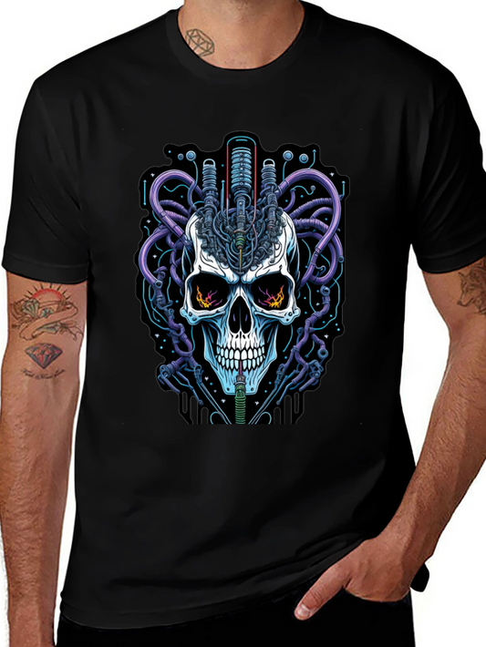 Cyberpunk Skull Graphic Tee - Edgy Streetwear