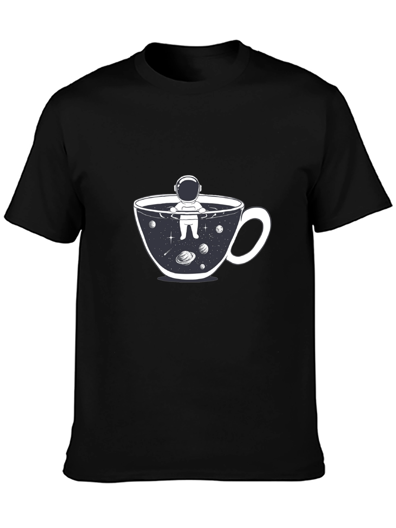 Astronaut Coffee Cup T-Shirt - Space Lover Tee
