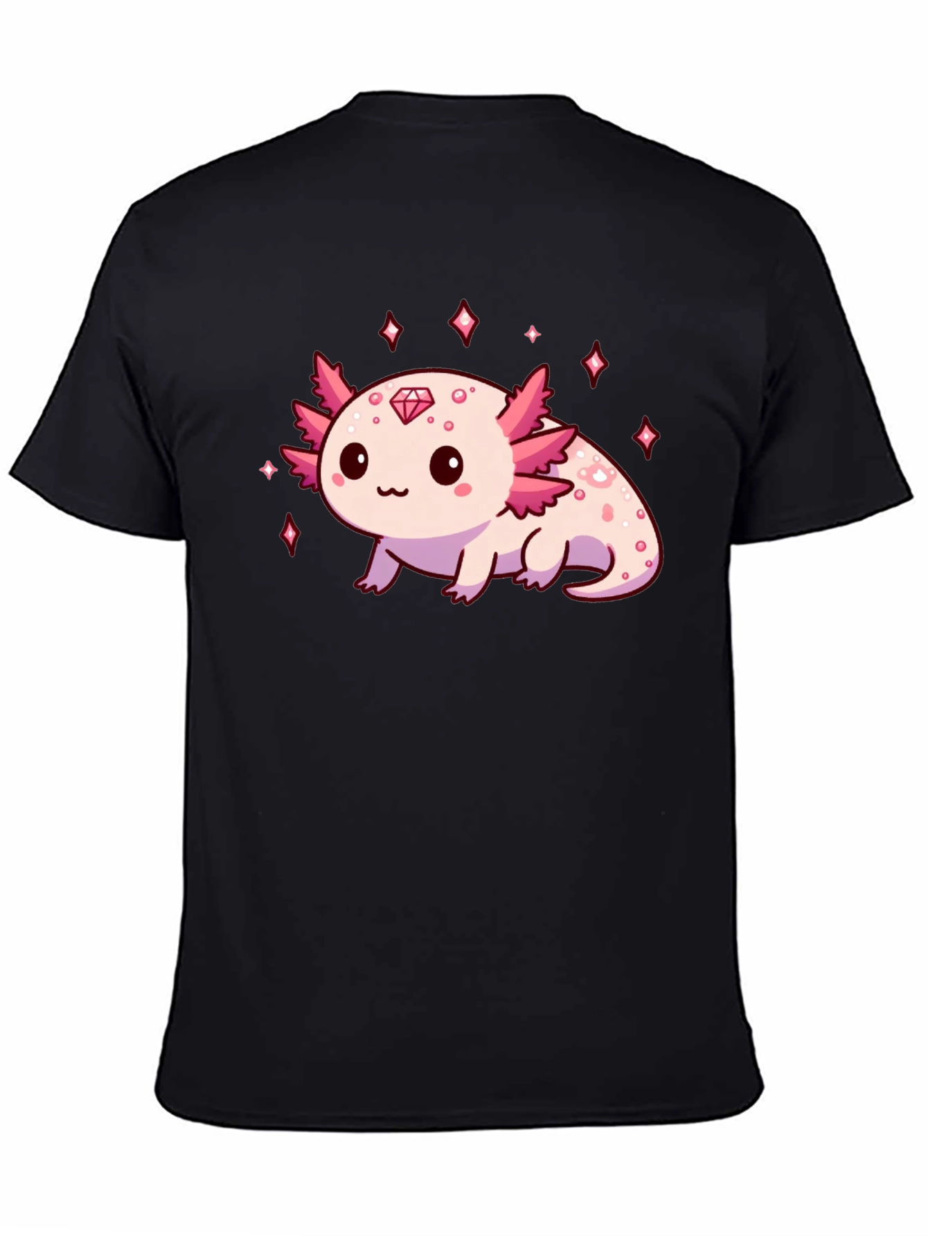Axolotl Diamond Black T-Shirt - Cute & Stylish