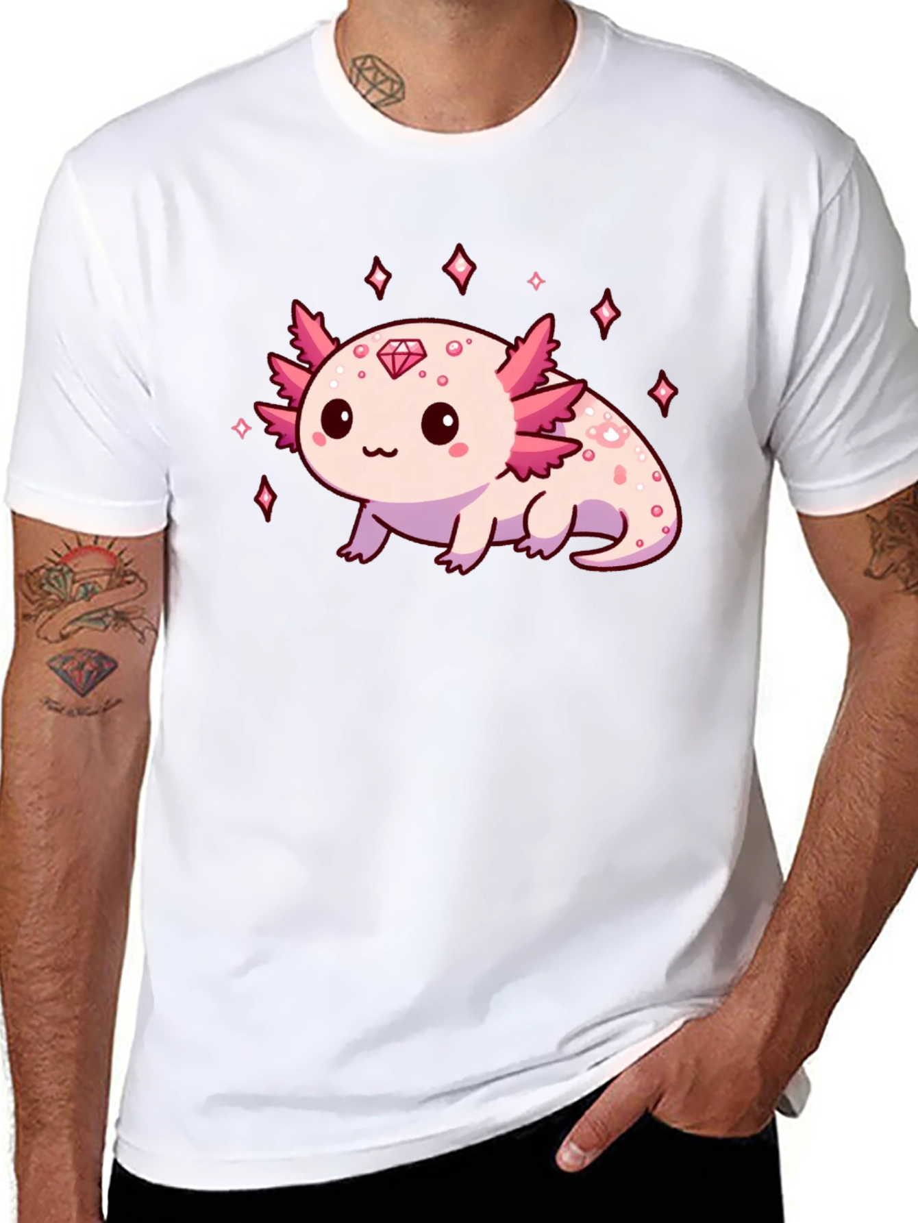 Axolotl Diamond Black T-Shirt - Cute & Stylish