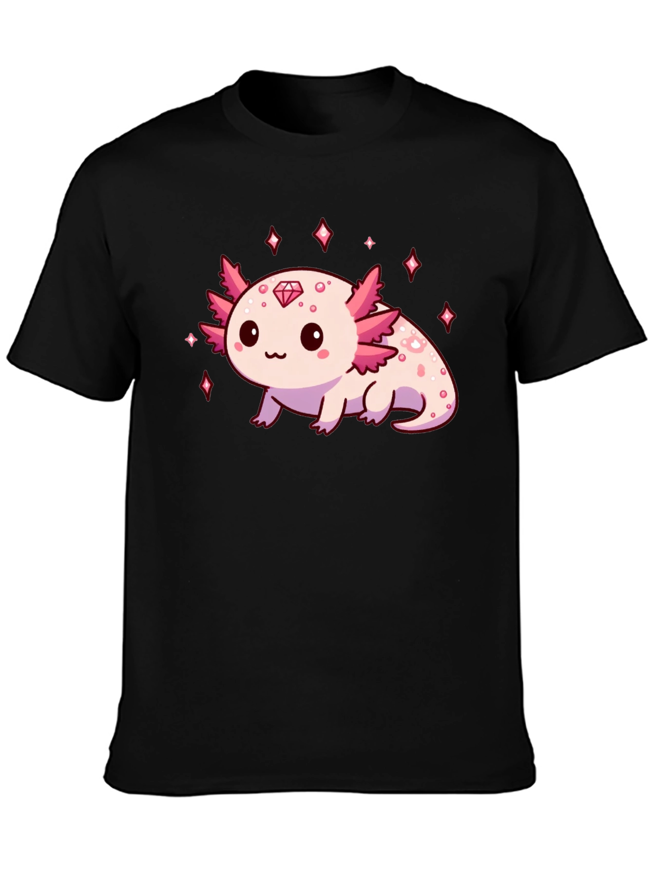 Axolotl Diamond Black T-Shirt - Cute & Stylish