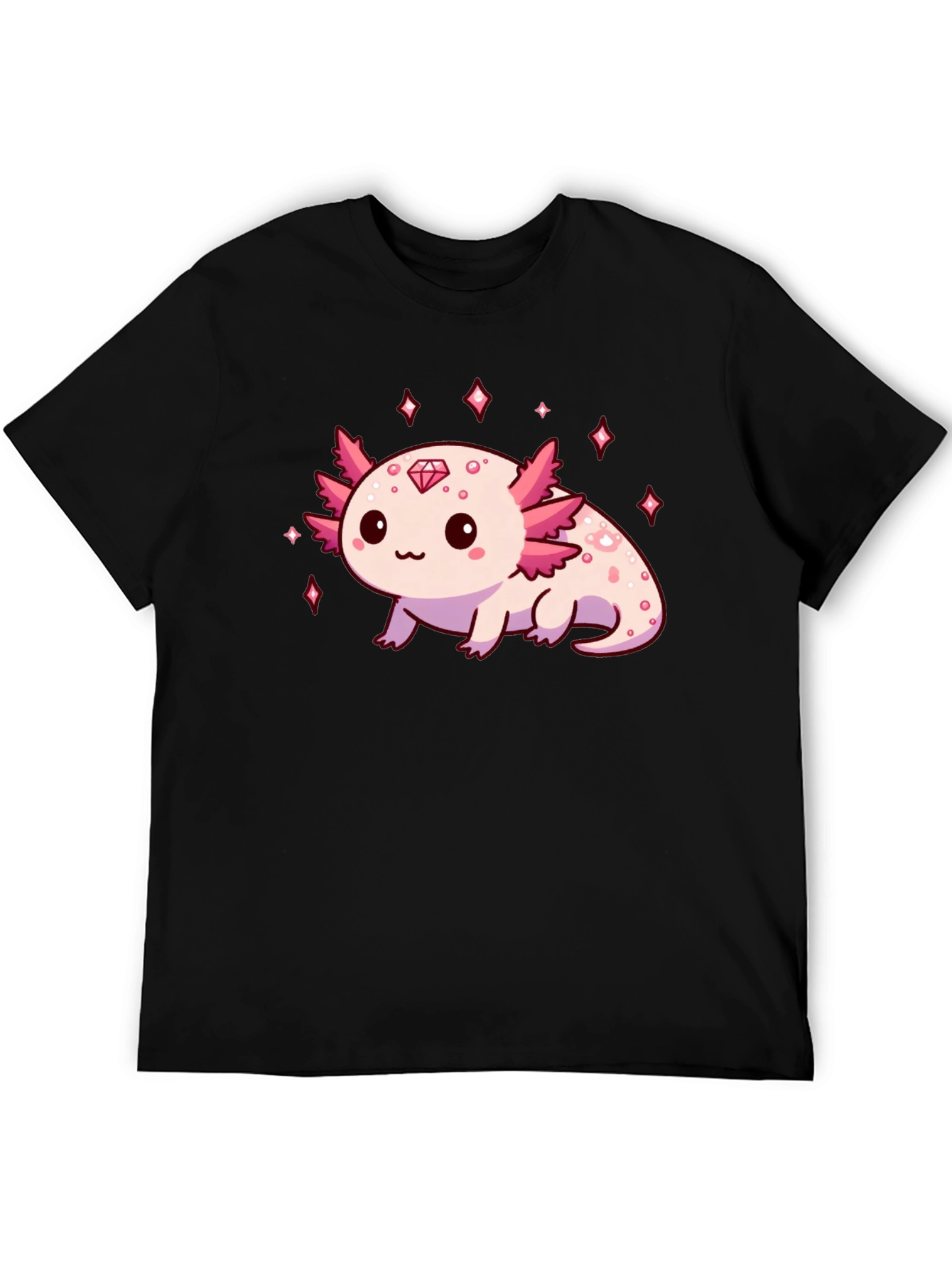 Axolotl Diamond Black T-Shirt - Cute & Stylish