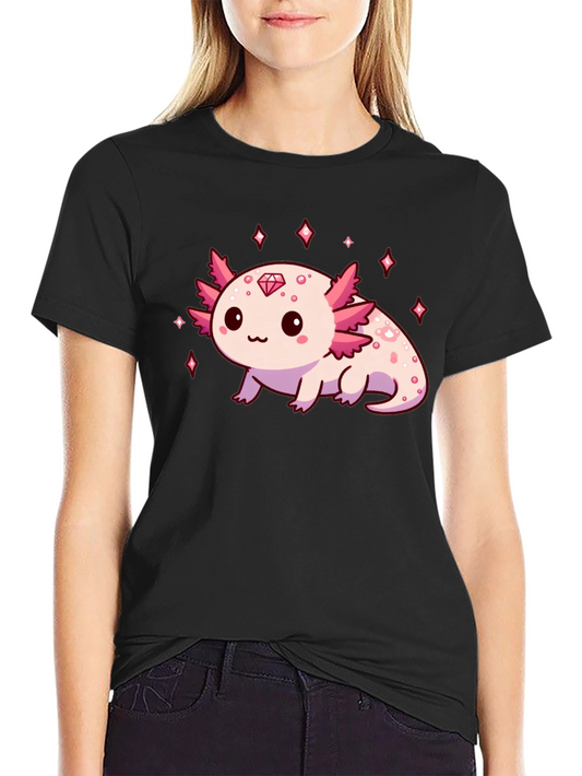 Axolotl Diamond Black T-Shirt - Cute & Stylish