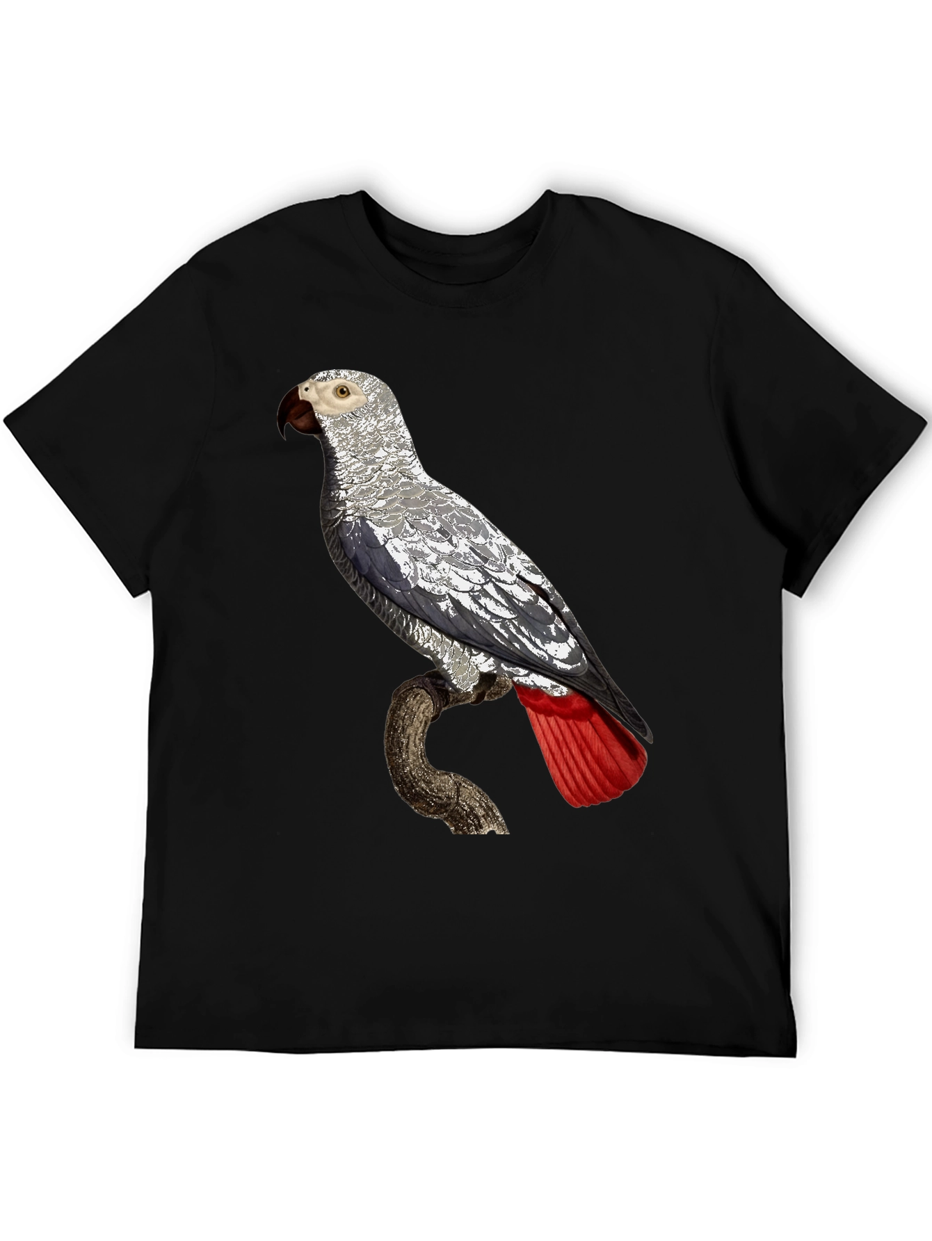 African Grey Parrot Graphic Tee - Unisex Black T-Shirt