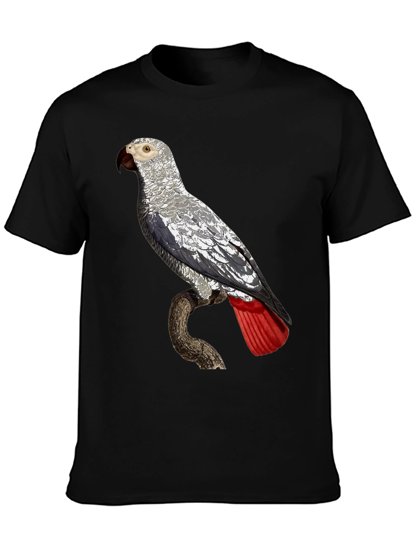 African Grey Parrot Graphic Tee - Unisex Black T-Shirt