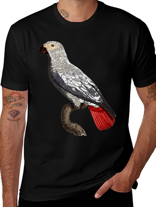 African Grey Parrot Graphic Tee - Unisex Black T-Shirt