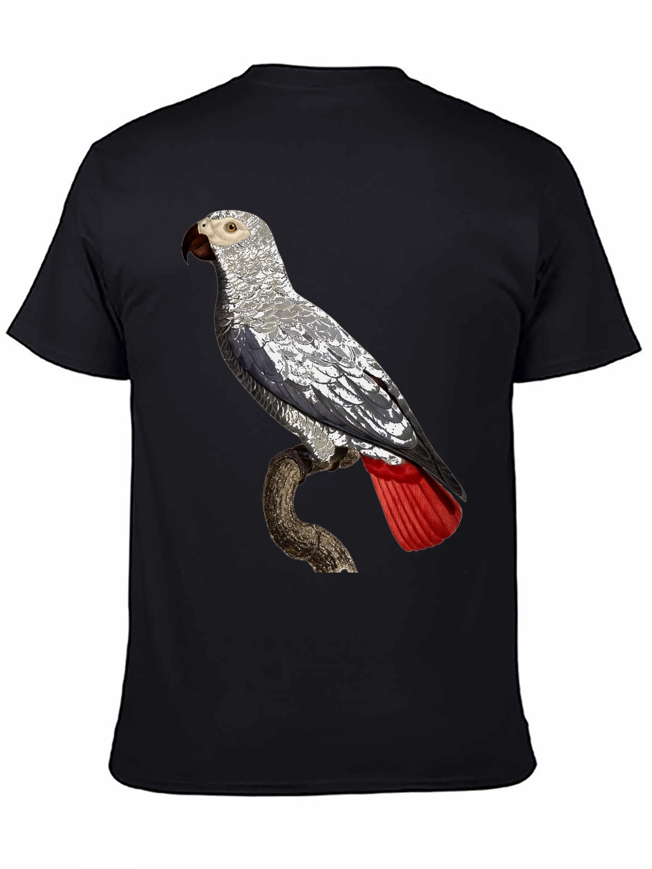 African Grey Parrot Graphic Tee - Unisex Black T-Shirt