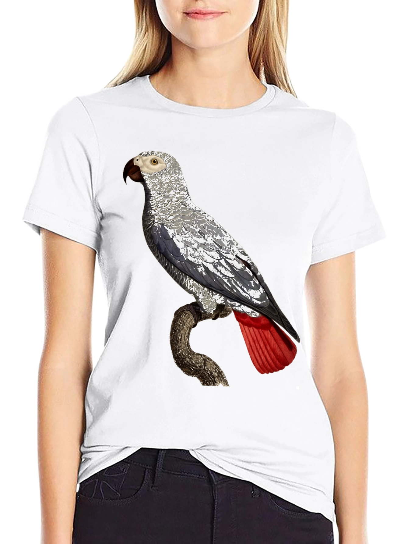 African Grey Parrot Graphic Tee - Unisex Black T-Shirt