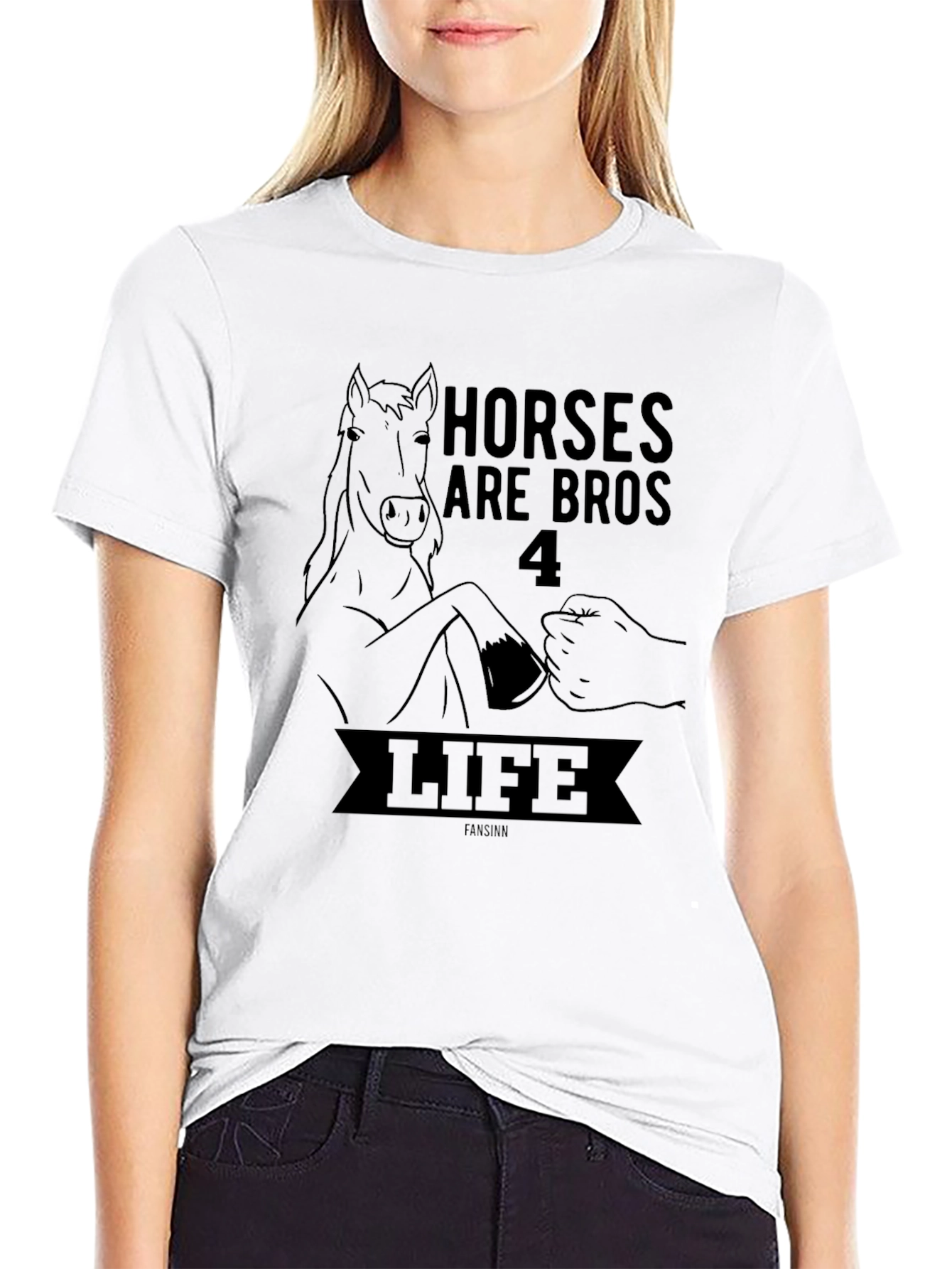 Horses Are Bros 4 Life Black T-Shirt