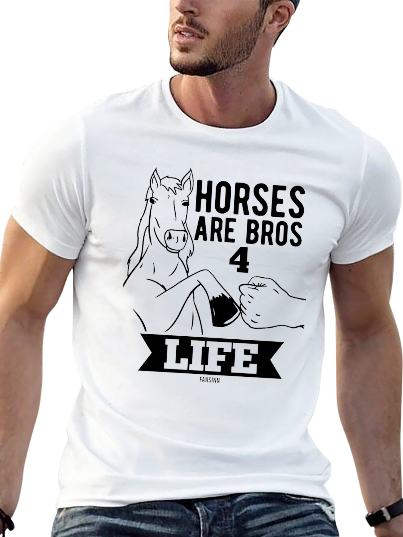 Horses Are Bros 4 Life Black T-Shirt
