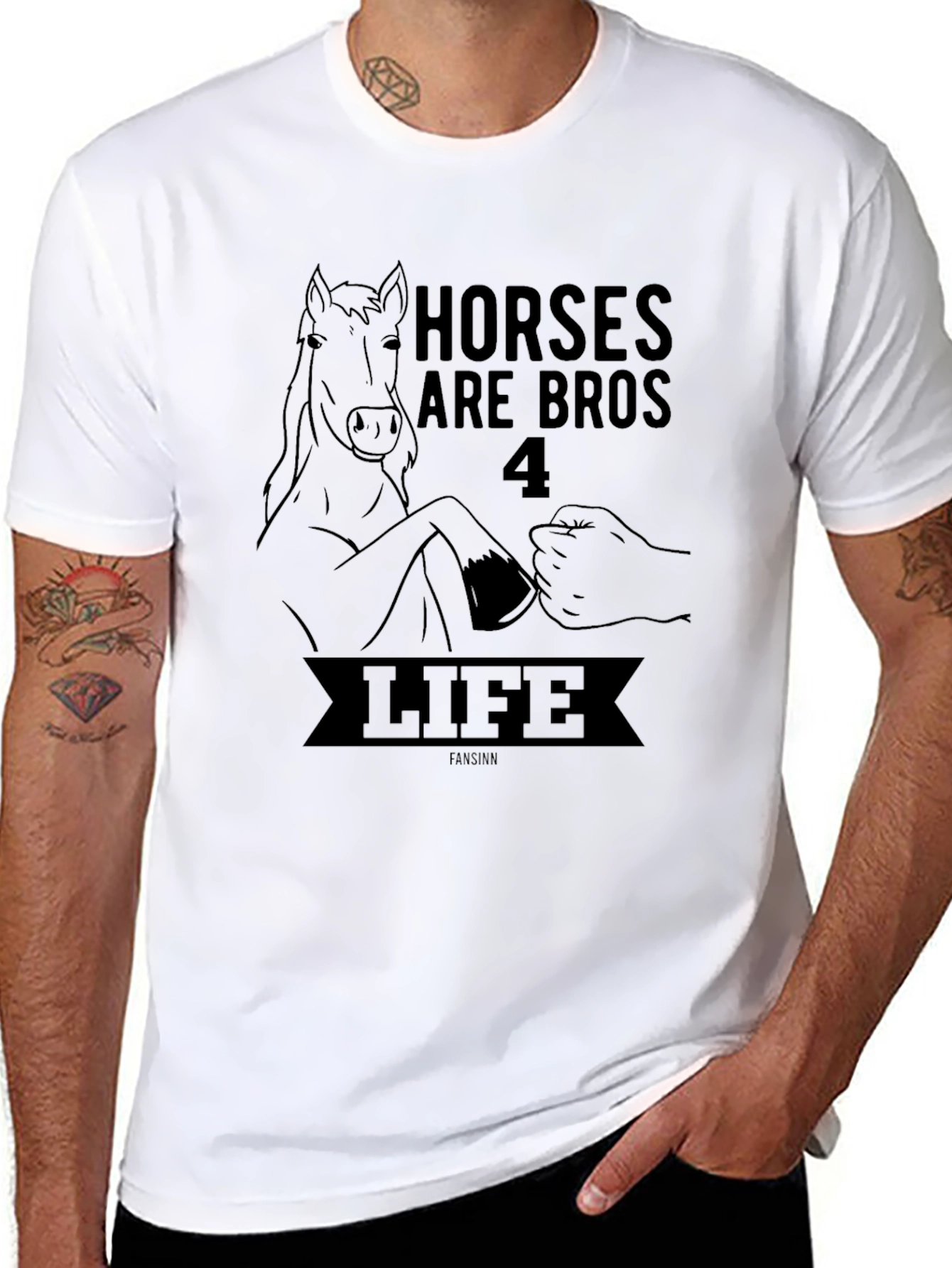 Horses Are Bros 4 Life Black T-Shirt