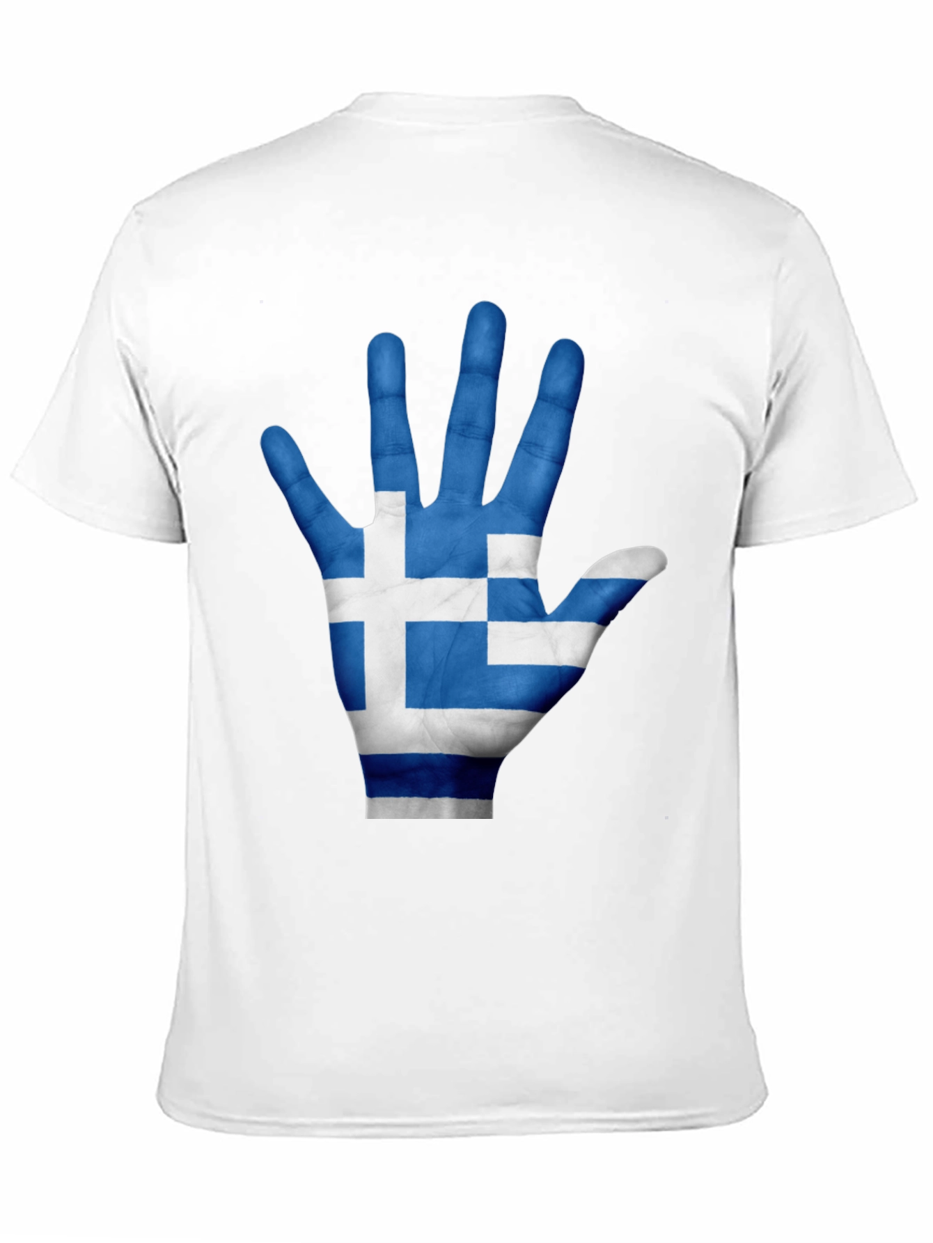 Greek Flag Hand Print Black T-Shirt