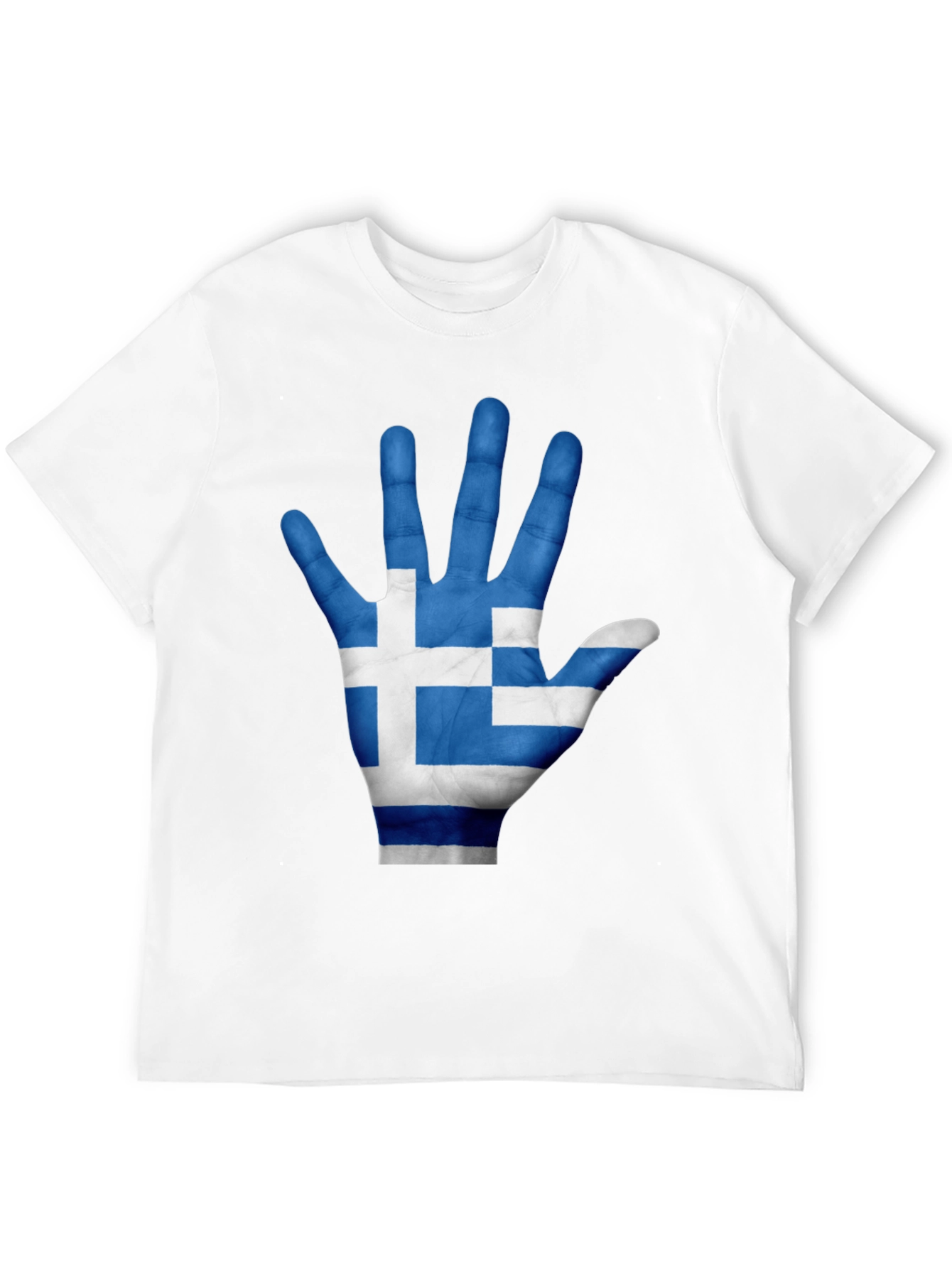 Greek Flag Hand Print Black T-Shirt