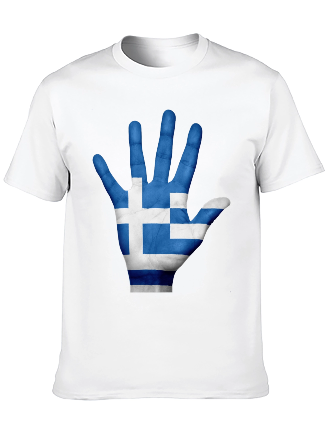 Greek Flag Hand Print Black T-Shirt