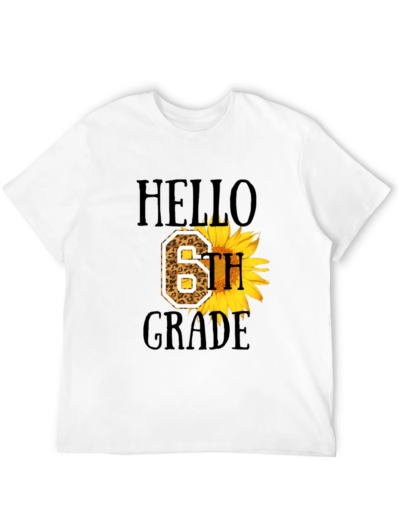 Hello 6th Grade Leopard Sunflower T-Shirt