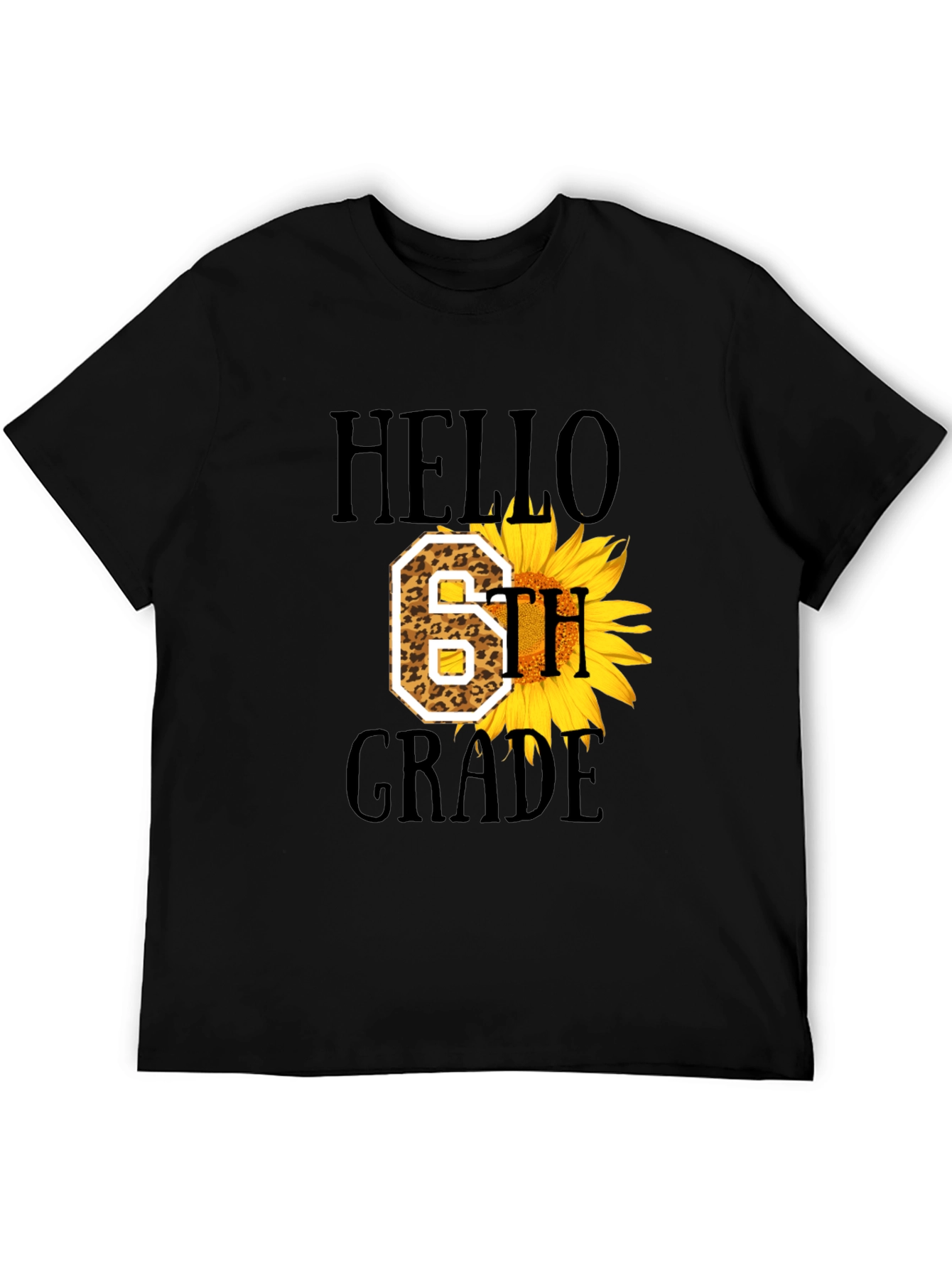 Hello 6th Grade Leopard Sunflower T-Shirt