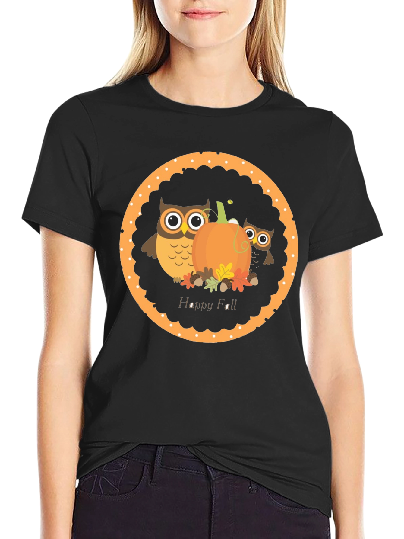 Happy Fall Owl & Pumpkin T-Shirt