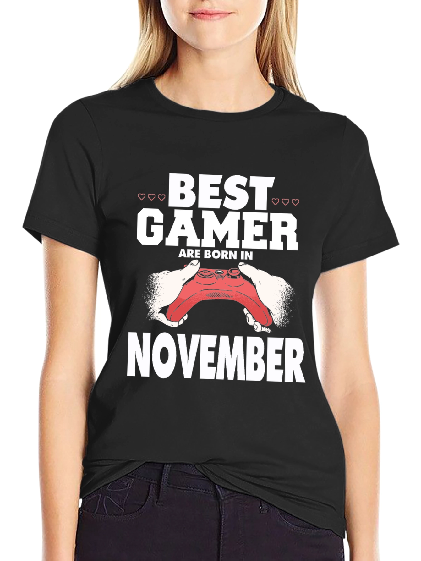 Best Gamer Born in November Black T-Shirt