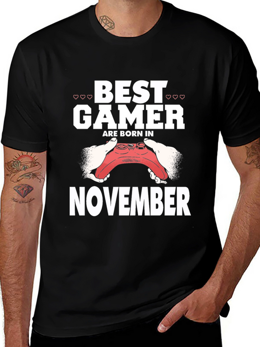 Best Gamer Born in November Black T-Shirt