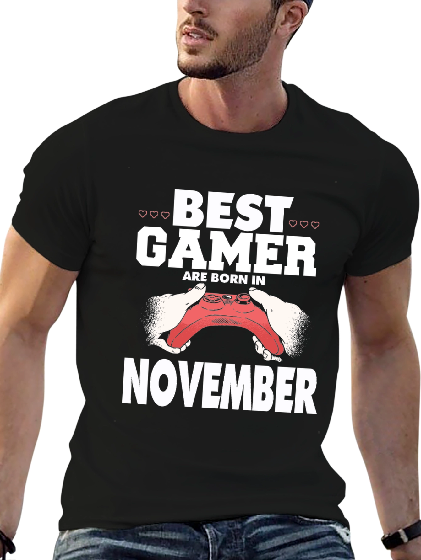 Best Gamer Born in November Black T-Shirt