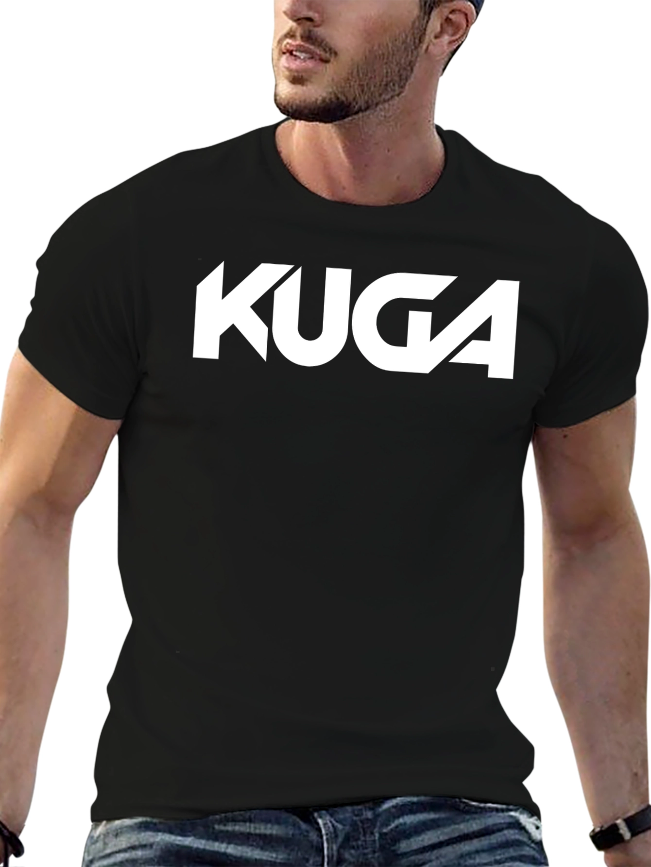 Kuga Graphic Tee - Black Cotton Blend T-Shirt