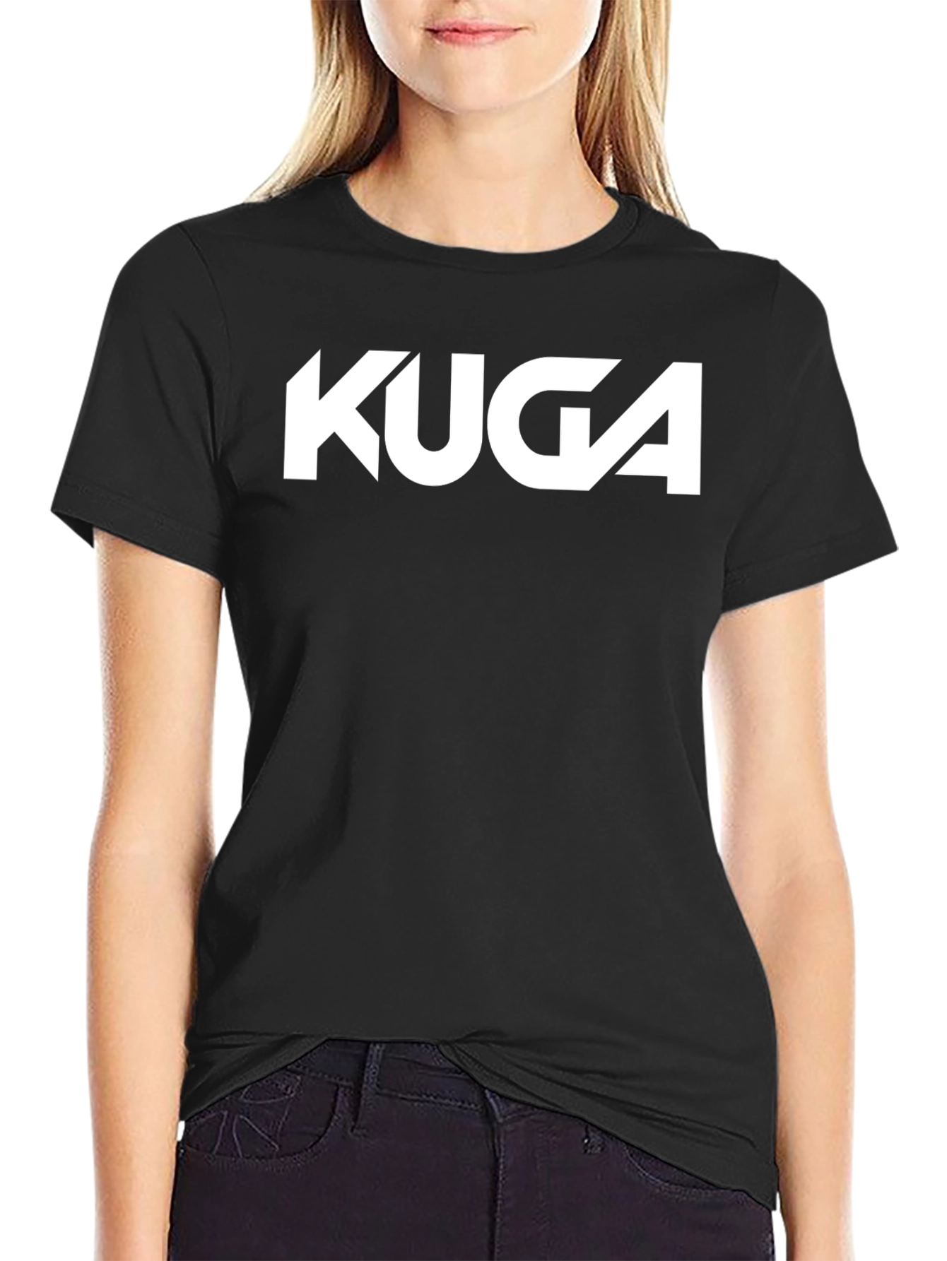 Kuga Graphic Tee - Black Cotton Blend T-Shirt