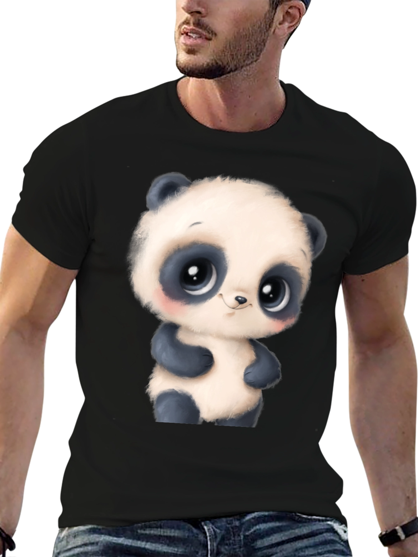 Cute Cartoon Panda Bear Graphic T-Shirt